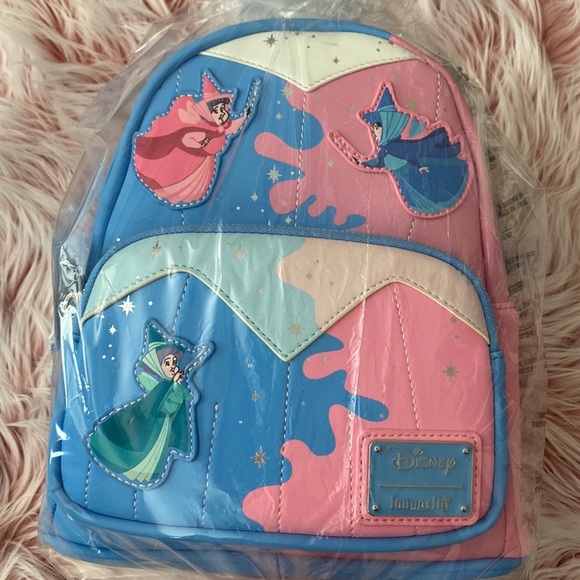 Loungefly Backpack+Wallet Sleeping Beauty Fairies Make It Pink, Make It  Blue NWT